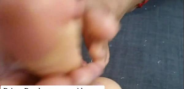  Lesbian footjob with dildo, feet licking - Briana Banderas